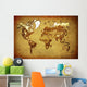 ancient map  world on old paper Wall Mural