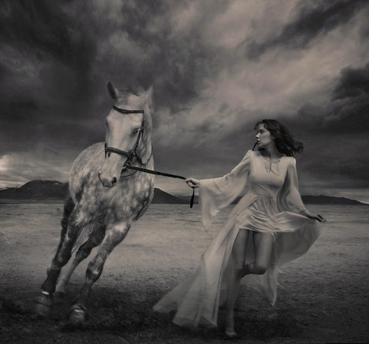 Young Beauty Running With a Horse Wall Mural
