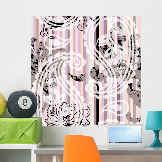Striped Paisley Pattern Wall Decal