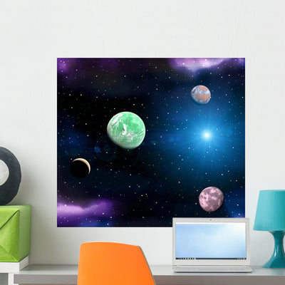 Space Landscape shown on a wall