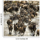 Wildebeest running in river in the Serengeti, Tanzania, Africa Wall Mural