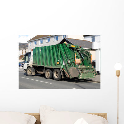Green Rubbish Truck with Wall Mural shown on a wall