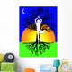 yoga tree pose vector Wall Mural