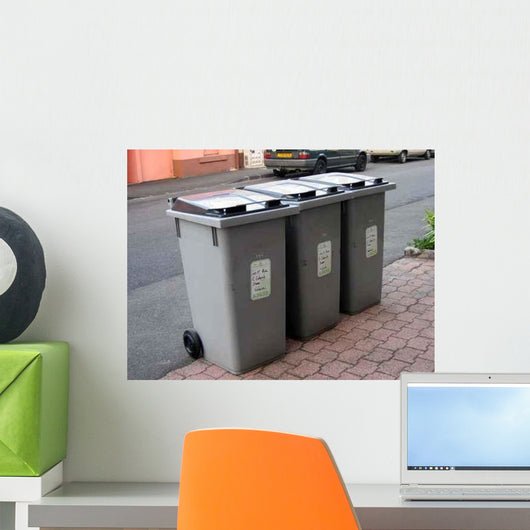 Poubelles Alignees Dustbin Trash Wall Decal