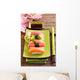Japan traditional food sushi on green plate Wall Mural