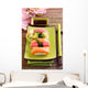 Japan traditional food sushi on green plate Wall Mural