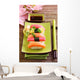 Japan traditional food sushi on green plate Wall Mural