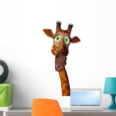 Giraffe up Wall Decal shown on a wall