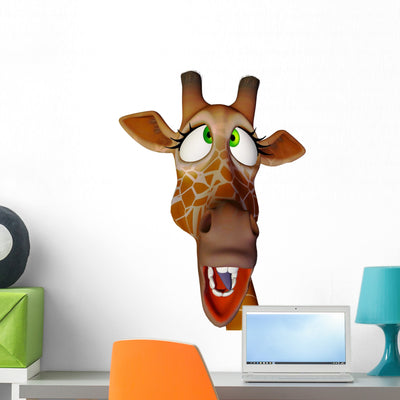 Giraffe Crazy up Wall Decal shown on a wall