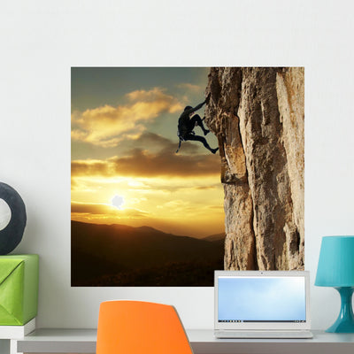 Climber Sunset Wall Decal Design 1 shown on a wall
