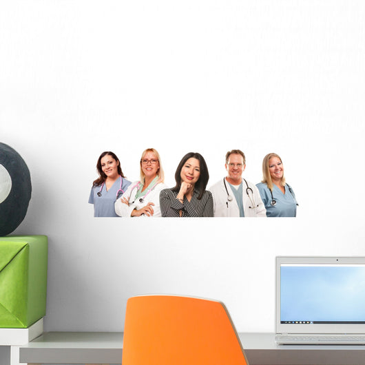 Hispanic Woman with Male and Female Doctors or Nurses Wall Mural