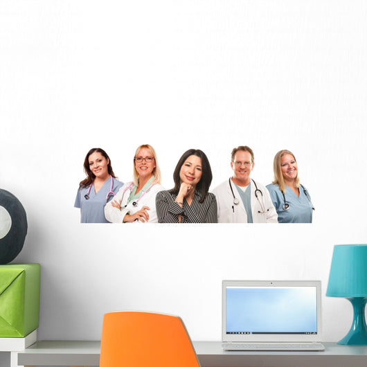 Hispanic Woman with Male and Female Doctors or Nurses Wall Mural
