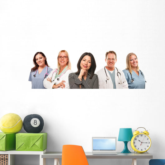 Hispanic Woman with Male and Female Doctors or Nurses Wall Mural