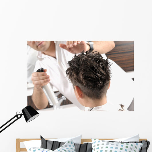 Haircut at beaty saloon. Wall Mural