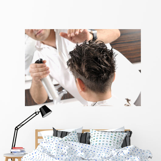 Haircut at beaty saloon. Wall Mural