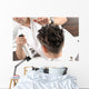 Haircut at beaty saloon. Wall Mural