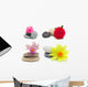 Flowers and stones, isolated on white. Wall Decal