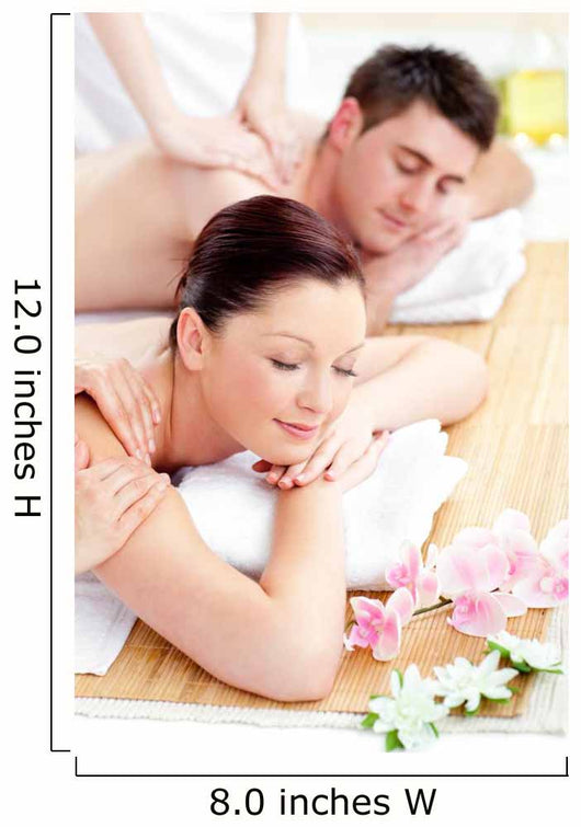 Young Caucasian Couple Receiving a Back Massage Wall Mural
