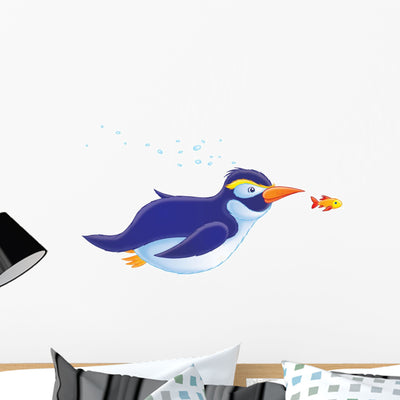 Penguin Wall Decal shown on a wall