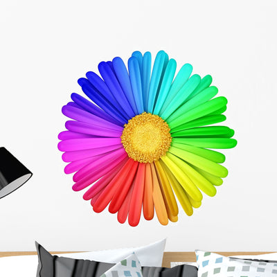 Flower Colorfull Closeup Wall Decal shown on a wall