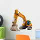 Yellow Excavator at Construction Site Wall Decal