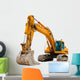 Yellow Excavator at Construction Site Wall Decal