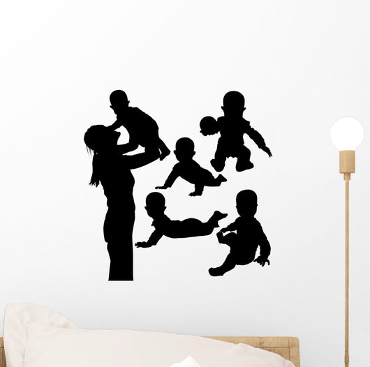 Mother and Baby Silhouettes Wall Decal