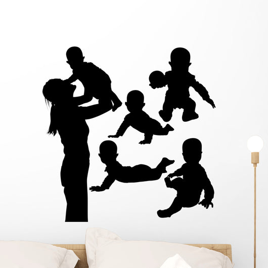 Mother and Baby Silhouettes Wall Decal