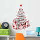 White and Red Isoloated Christmas Tree Wall Decal