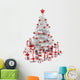 White and Red Isoloated Christmas Tree Wall Decal