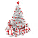 White and Red Isoloated Christmas Tree Wall Decal