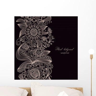 Floral Seamless Wall Decal shown on a wall