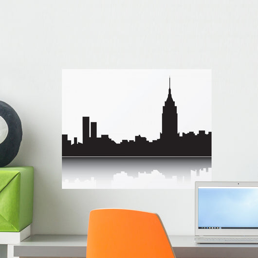New York City skyline, black silhouette Wall Mural