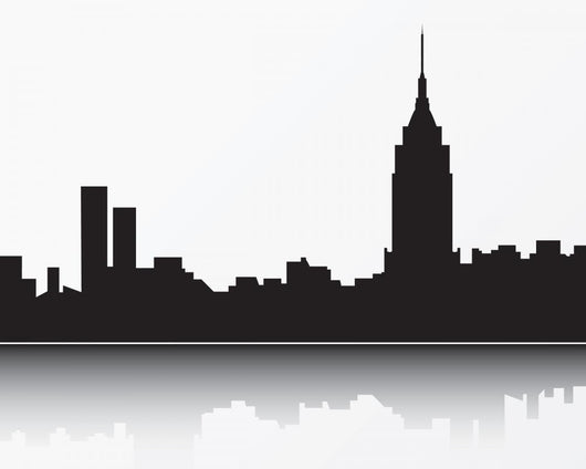 New York City skyline, black silhouette Wall Mural