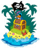 Treasure Island With Pirate Parrot Wall Decal