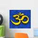 Great Om sign - Gold on Blue 09 Wall Mural