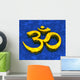 Great Om sign - Gold on Blue 09 Wall Mural