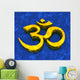 Great Om sign - Gold on Blue 09 Wall Mural