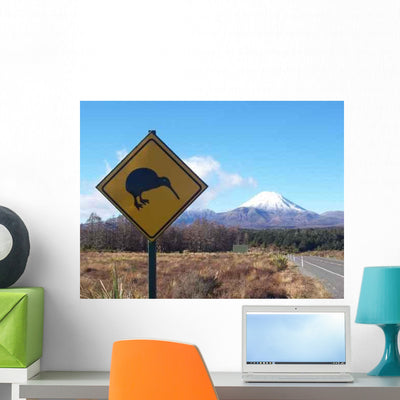 Panel Kiwi near Volcano Wall Decal shown on a wall