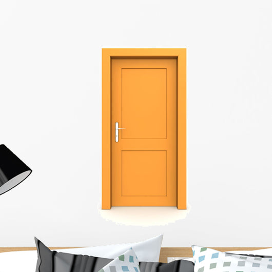 Closed Single Orange Door