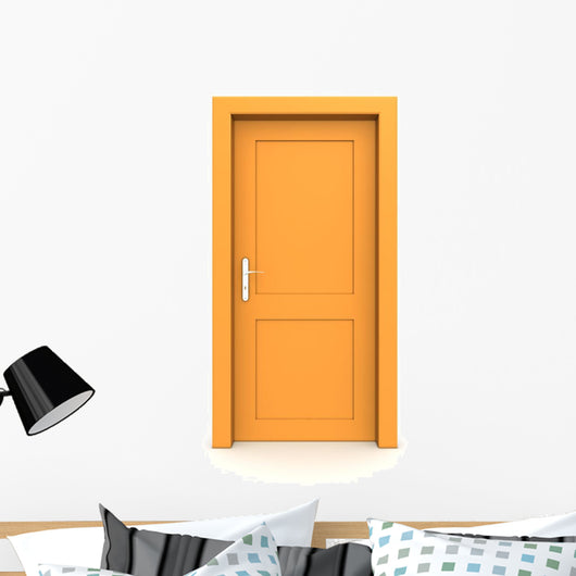 Closed Single Orange Door
