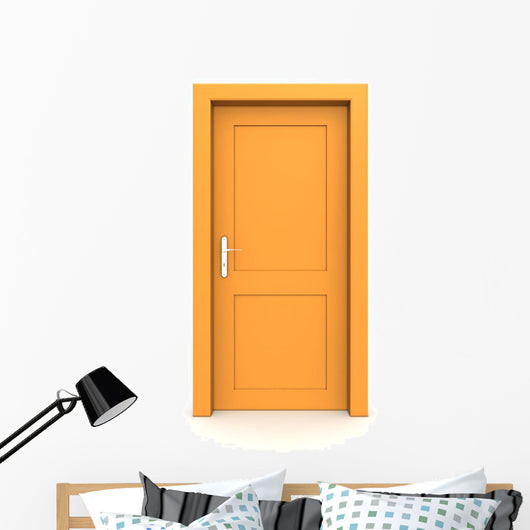 Closed Single Orange Door