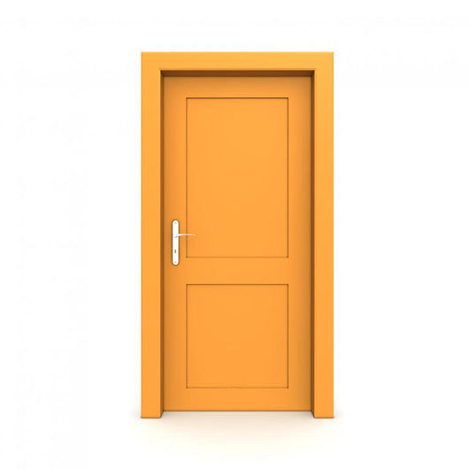 Closed Single Orange Door