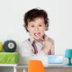 adorable boy  child cleaning the teeth Wall Decal