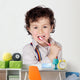 adorable boy  child cleaning the teeth Wall Decal