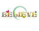 Colorful Believe Text with Butterflies, Ladybugs, and Rainbow Wall Decal