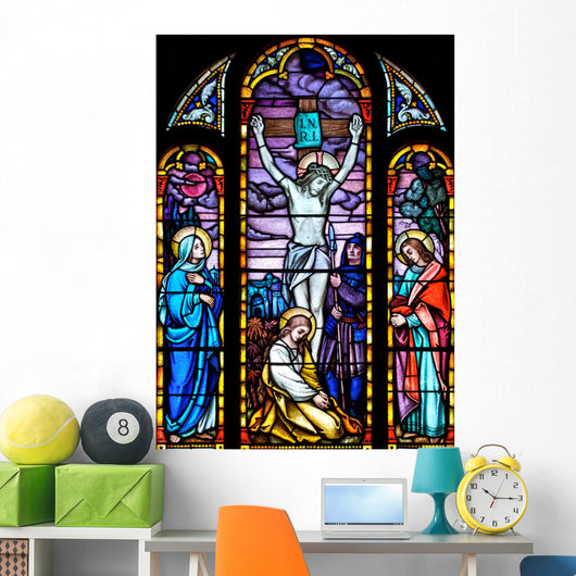 Stained Glass Crucifixtion Christ