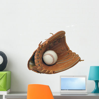 Baseball Glove Wall Decal shown on a wall