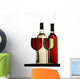 red and white wine glasses with bottles Wall Decal