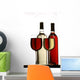 red and white wine glasses with bottles Wall Decal